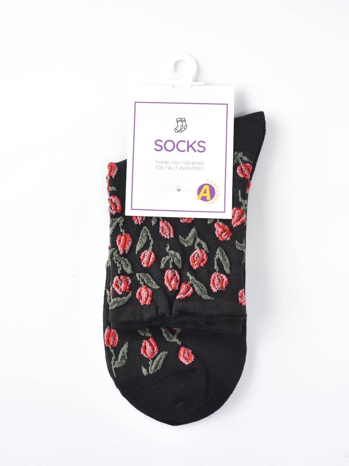 Funkyrel® Atzbranding Limited - Wholesale Socks - Women's - Rufia – Capsule Tulip Pattern Crew Socks