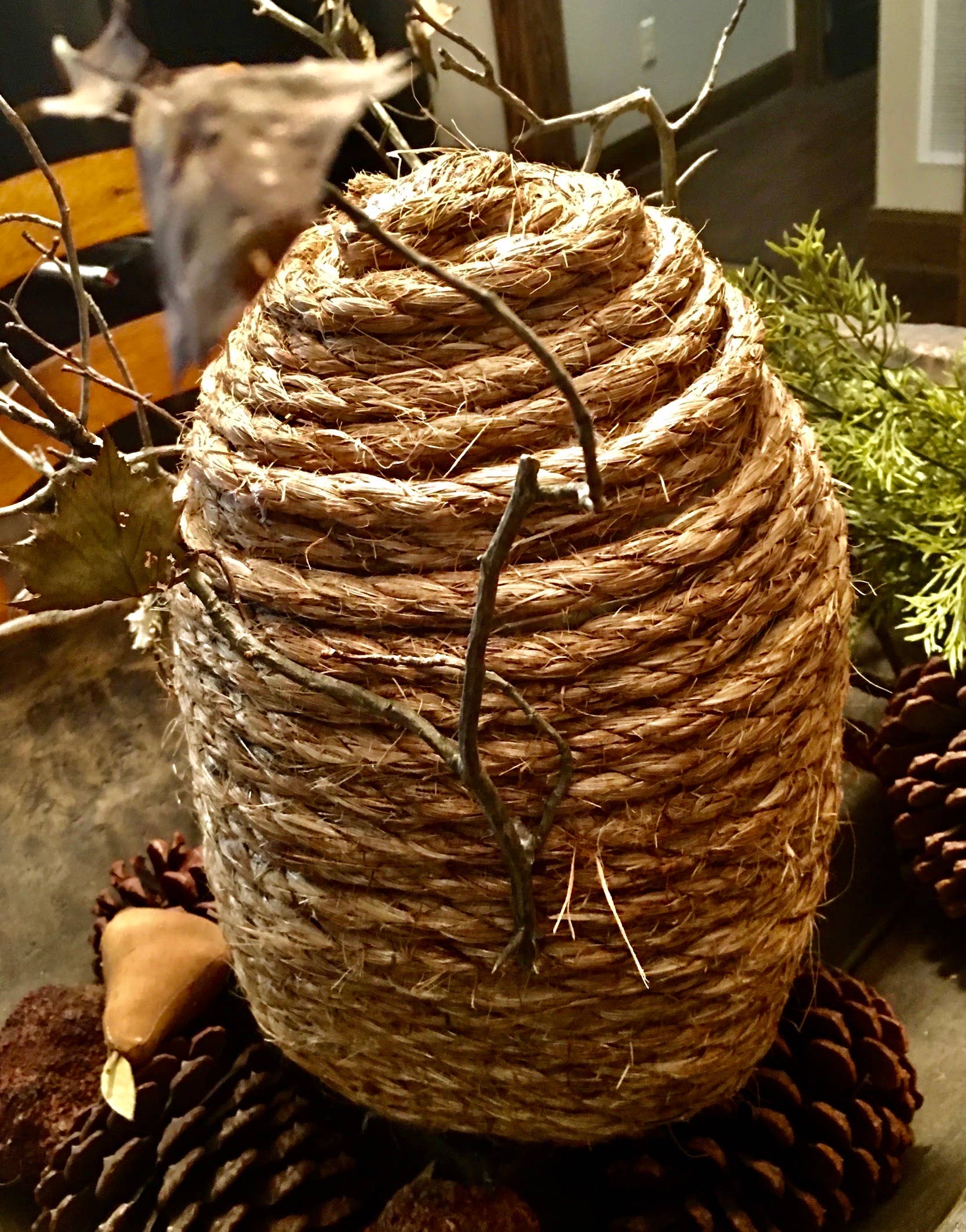 The Cranberry Cornstalk Co. - Wholesale Decorative Tabletop Object - Large Pricket Bee Skep Primitive decor1