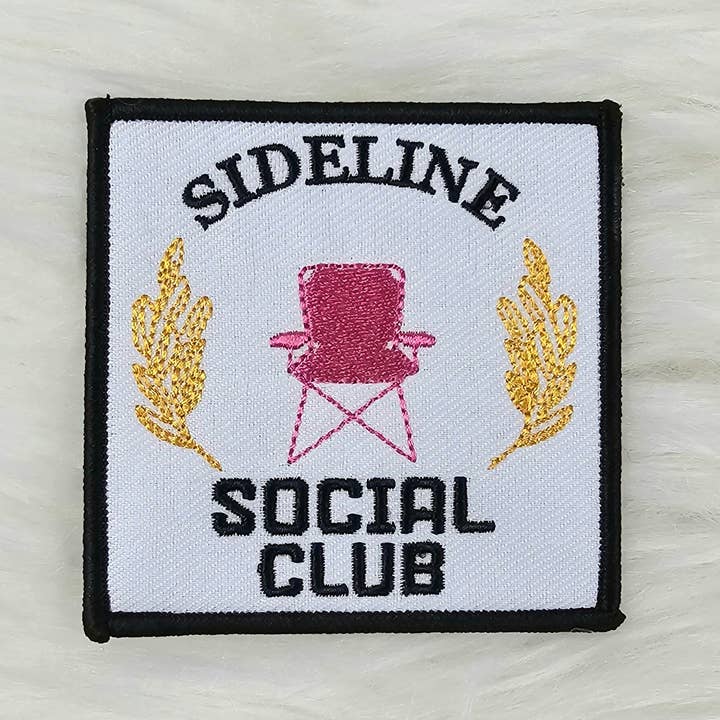 Scratch Decor - Wholesale Patch - 'Sideline Social Club' Pink Chair Woven Embroidery Iron On Patch