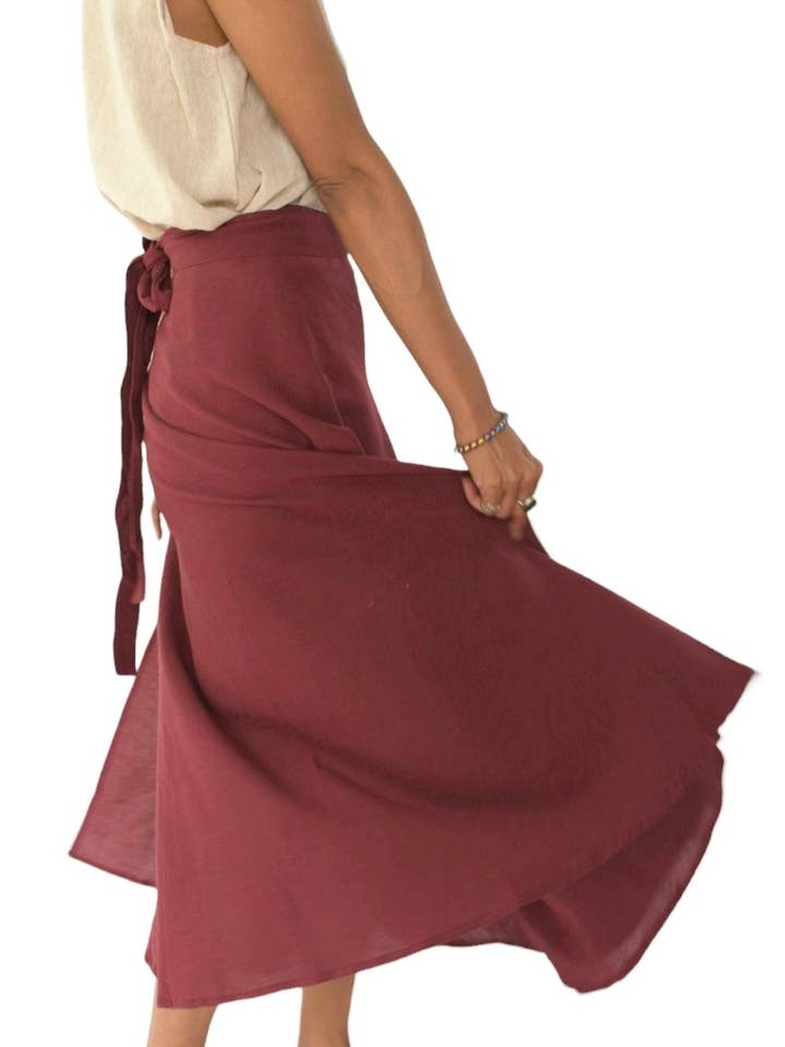 Sacred Ceremony - Wholesale Skirt – Women’s - Organic Cotton Maroon Wrap Skirt0