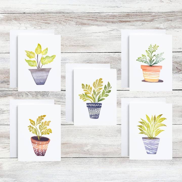 Cryptic Paper Co. - Wholesale Everyday Greeting Card - Set of 5 Potted Plant Notecards For Any Occasion3