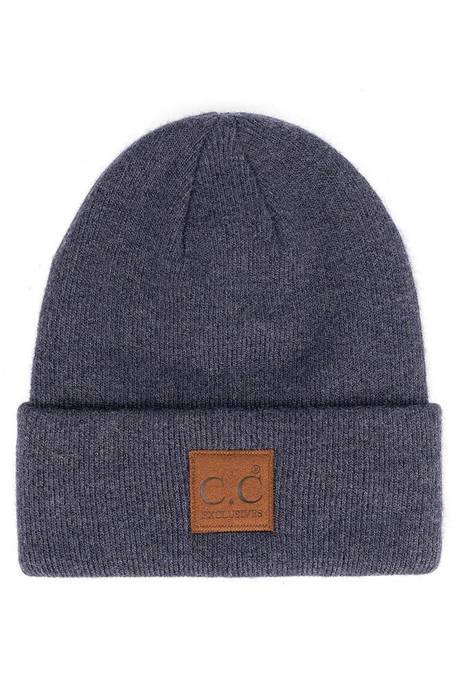 Hana - Wholesale Beanie - Women's - C.C Heather Knit Suede Patch Beanie Winter Hat8