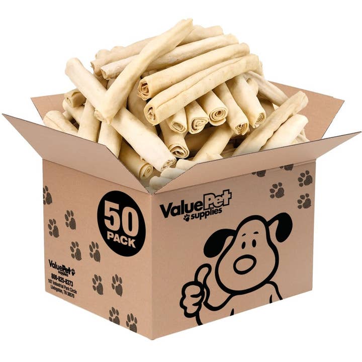 ValueBull USA Retriever Rolls, Premium Rawhide, Thick 10 Inch, 50 Count Bulk Pack for wholesale by Value Pet Supplies