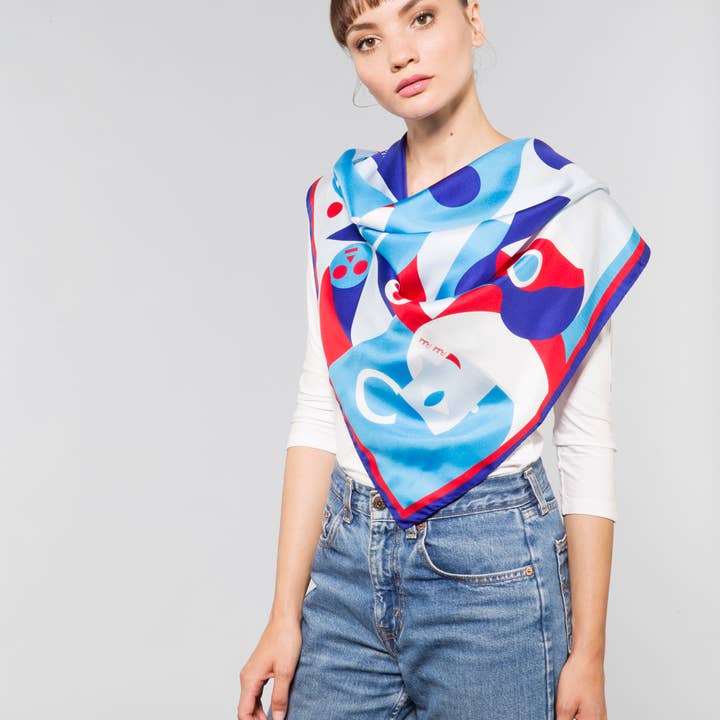 Tarte Tatin - Wholesale Scarf - Women's - “Rebel Rebel” silk scarf (Turquoise)3