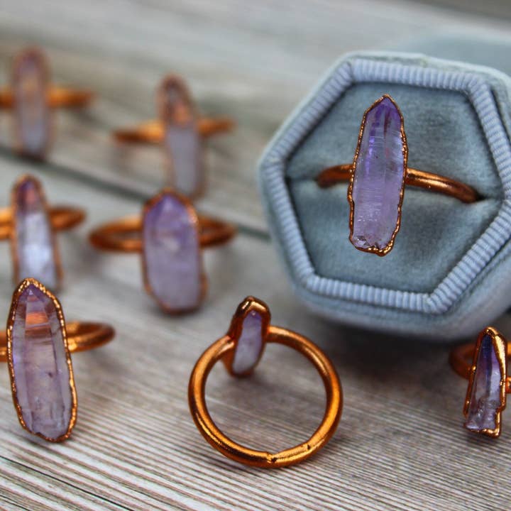 Vera Cruz Amethyst Rings- Raw Crystal Jewelry for wholesale by Meraki Rame