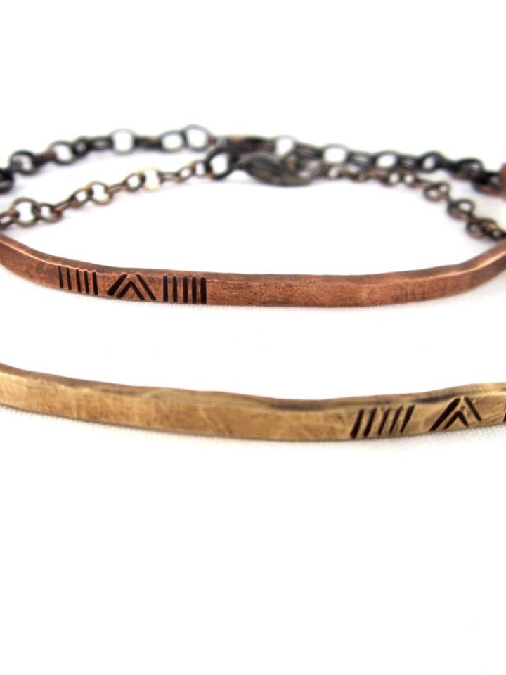 Line and Chevron Stamped Bar Bracelet for wholesale by Studio451Jewelry