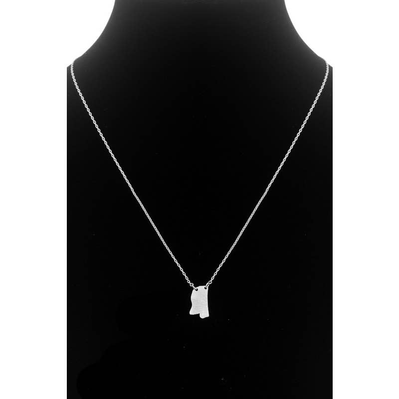 RHODIUM MISSISSIPPI STATE PENDANT NECKLACE for wholesale on Faire2