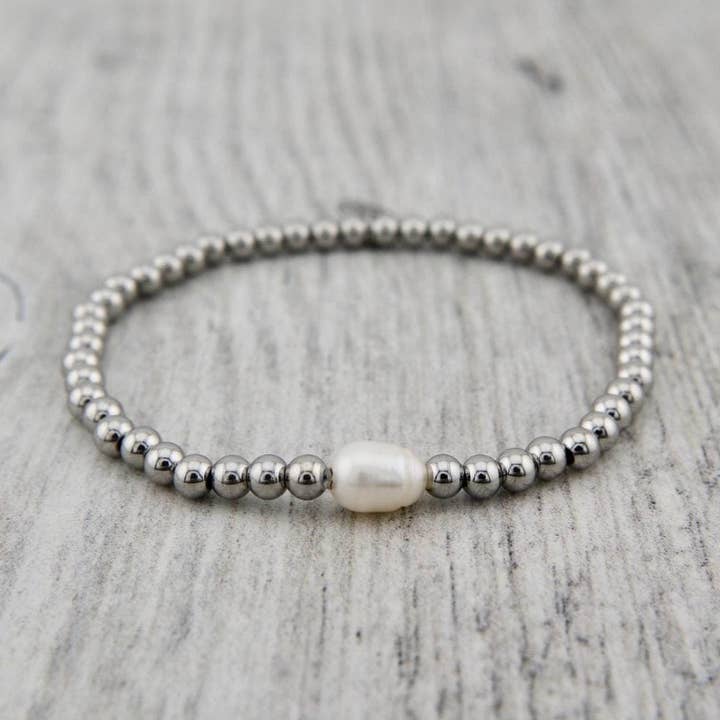 Bracelet Zéphyr en acier et perles pour la vente par Mathieu Blanchard