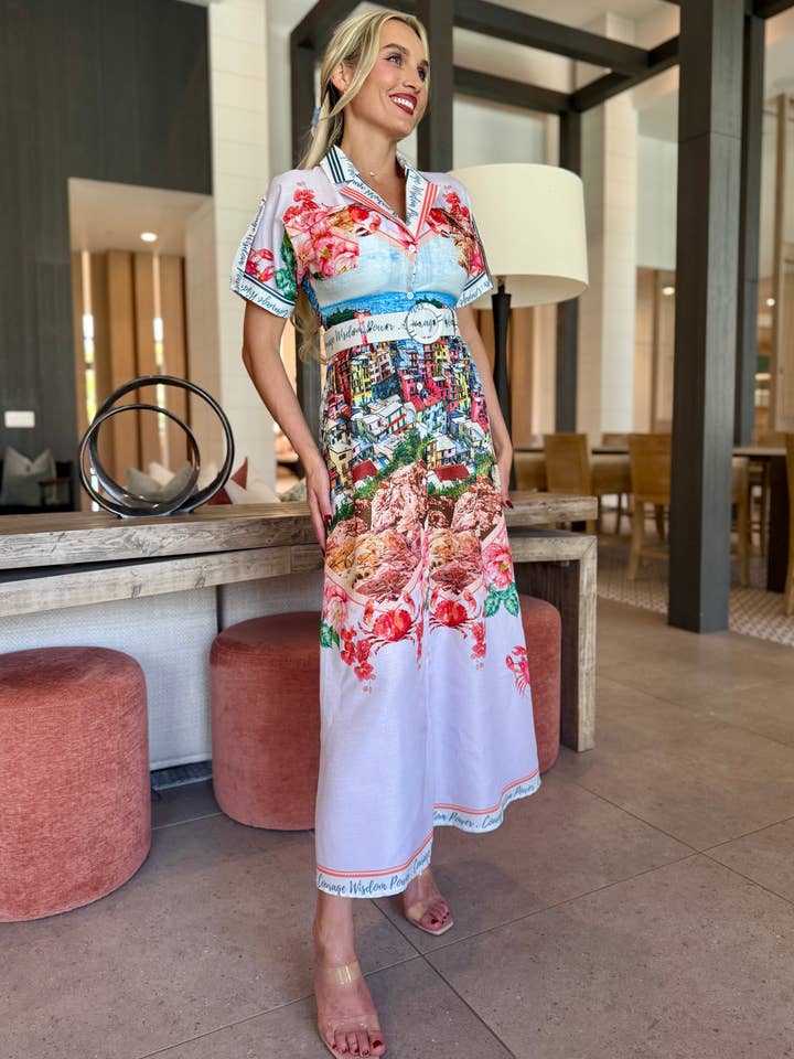 Cinque Terre Scenic Shirt Dress for Vacation Style for wholesale by Endless Moon