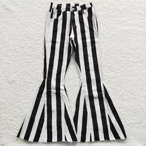 Striped Ivory/Grey Bell Bottom Jeans – Culture-Craze Website
