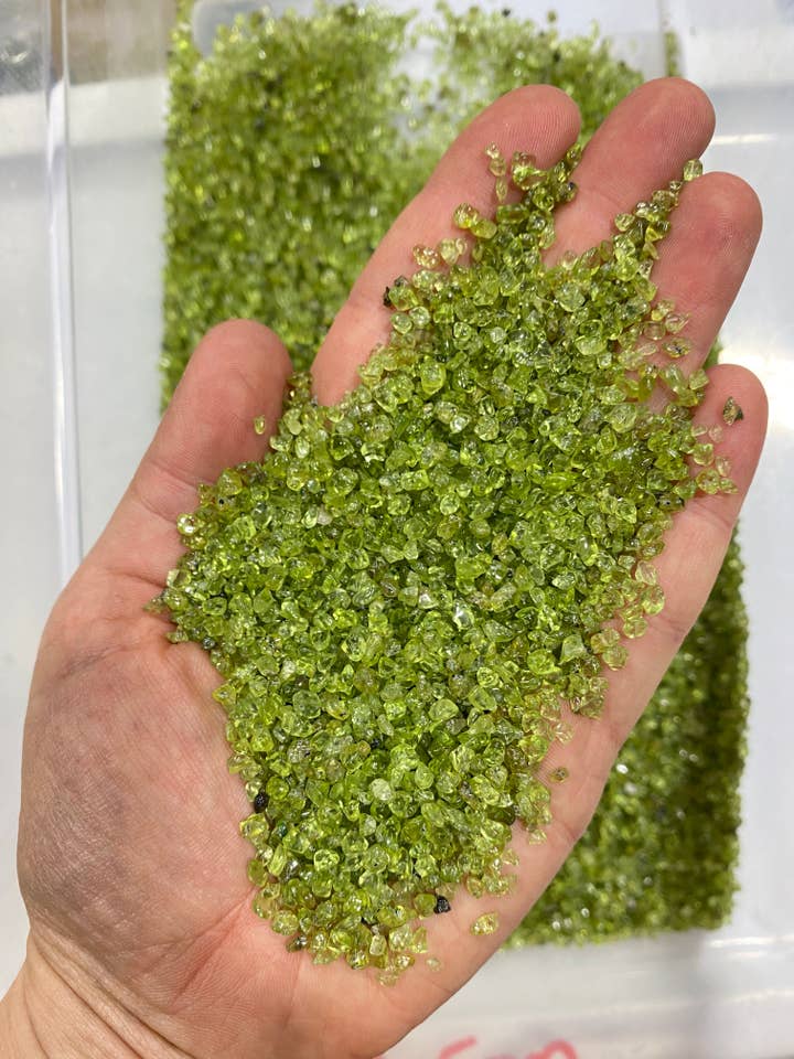 Bulk Peridot Crystal Chips (1 lb. Bag) Size 3mm to 5mm for wholesale by New Moon Beginnings
