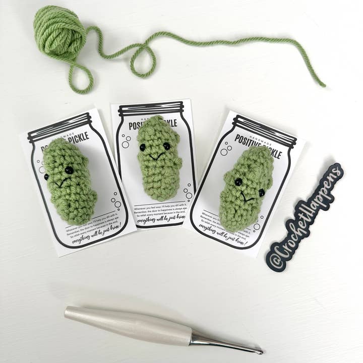 Crochet Happens - Wholesale Decorative Tabletop Object - Positive Pickles - Set of 8 - Made to Order