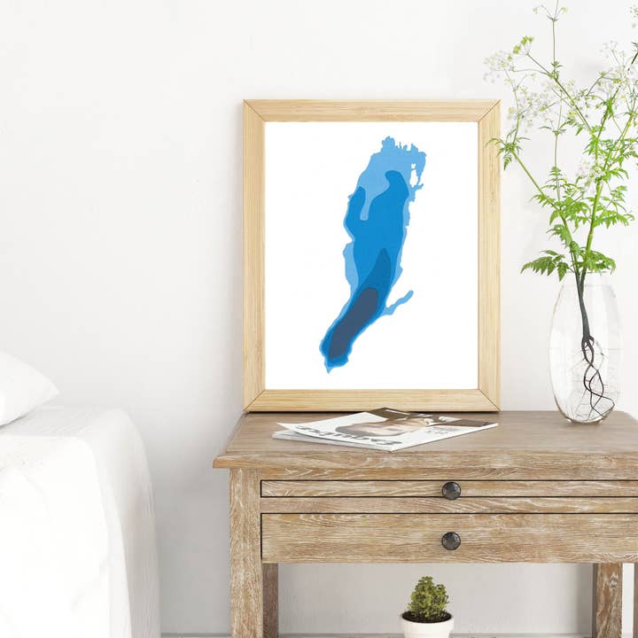 Paper bathymetrische kaart van Four Mile Lake voor wholesale door Cardtography