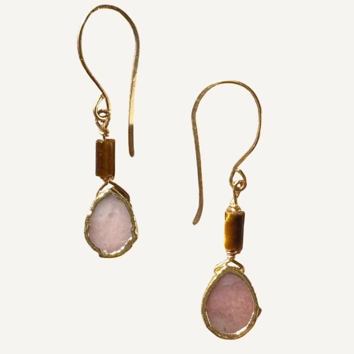 Pink opal drop earrings for wholesale by Silver Sparrow Jewelry
