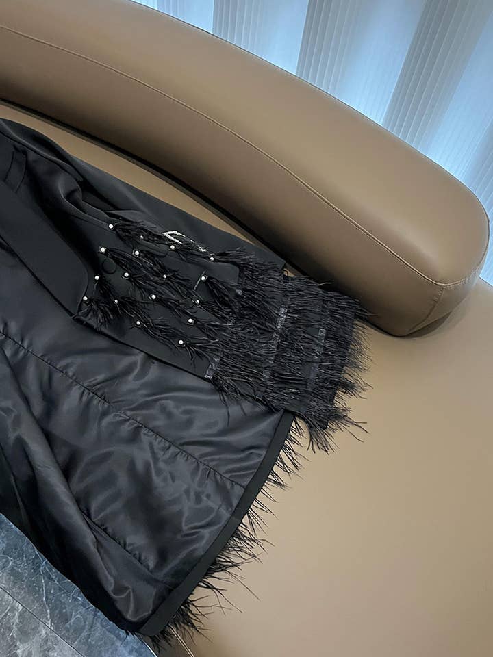 SY388 Elegant Black Lapel Tassel Belt Midi Dress for wholesale on Faire11