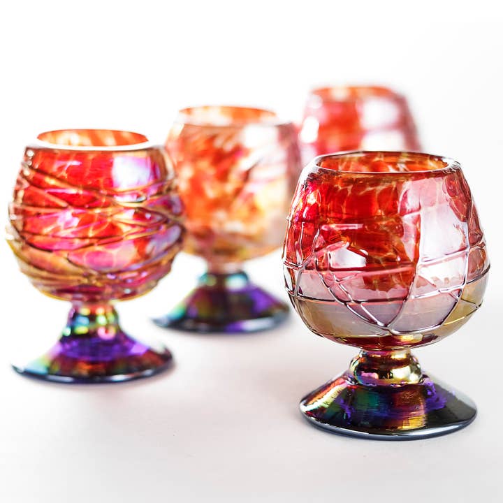 Hand Blown Shot Glasses Mini Copitas Set of 4- 2Oz - Diamond for wholesale by MEXTEQUIL