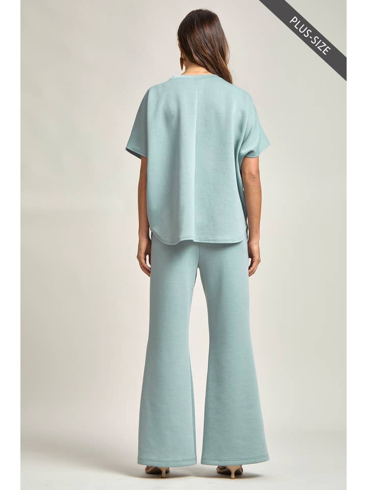 Dear Scarlett - Wholesale Top & Pant Set (NOT Loungewear) - Women's - PLUS SIZE Poncho Top + Bell Bottom Modal Set 11