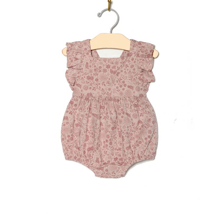 City Mouse Studio - Wholesale Romper - Kids - Overall Flutter Romper- Birds and Butterflies