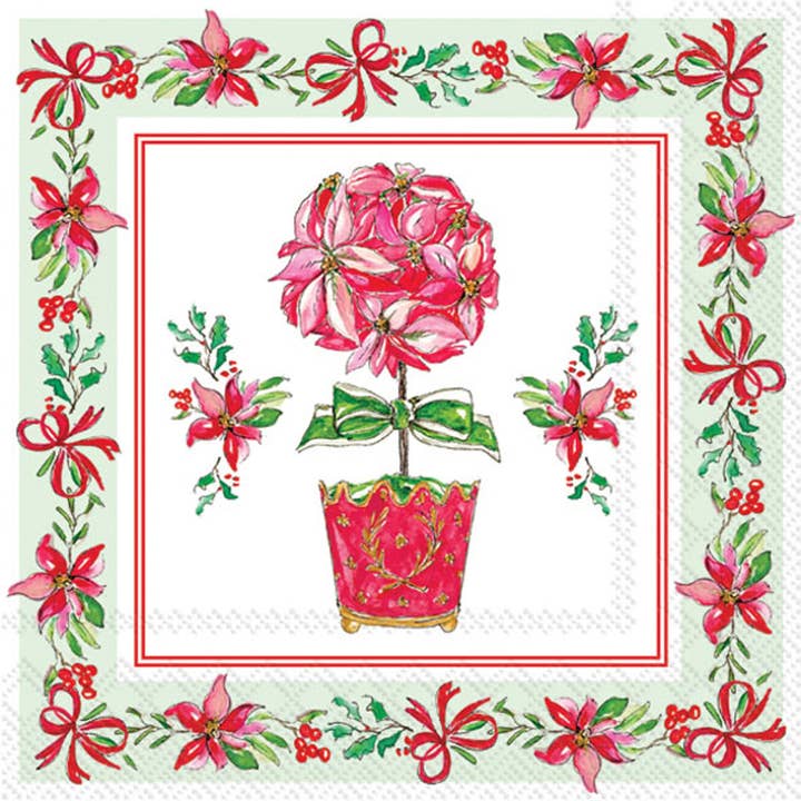 Paper Cocktail Napkins 20 ct Poinsettia Collection Christmas for wholesale by Boston International