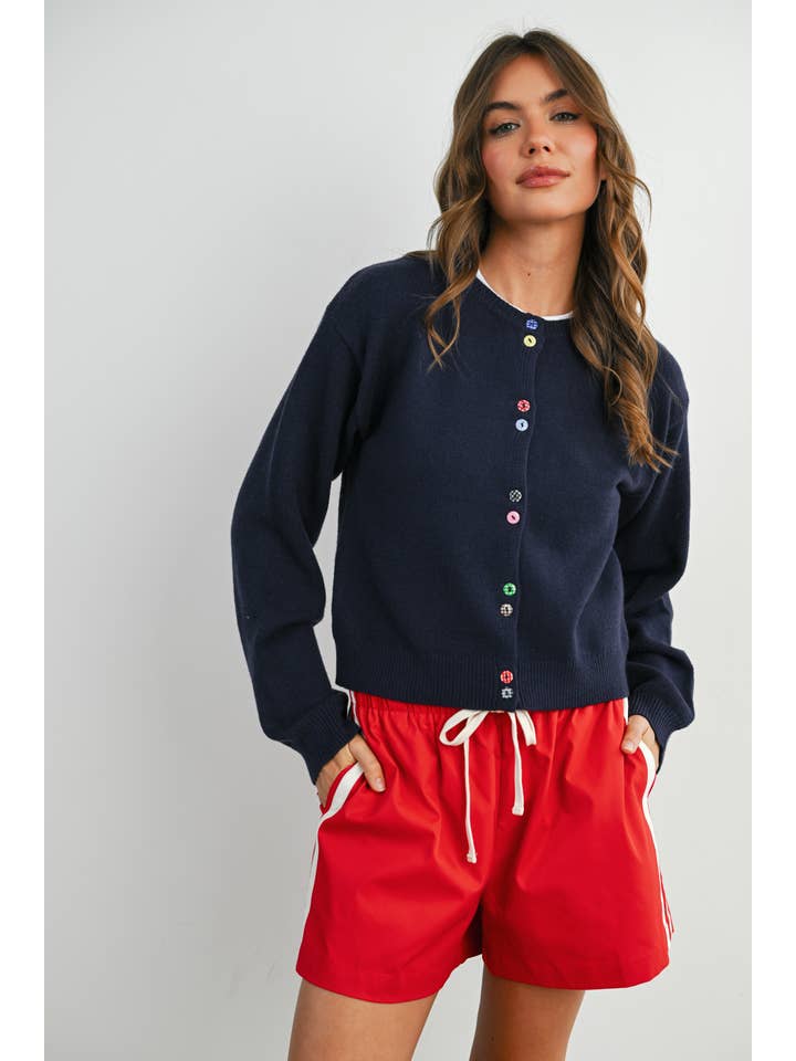 BUTTERMELON - Wholesale Cardigan - Women's - Long Sleeve Buttoned Cropped Cardigan - BMC790634