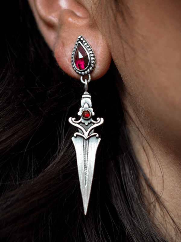 Silver Personalized Dagger Tassel Earrings for wholesale on Faire1