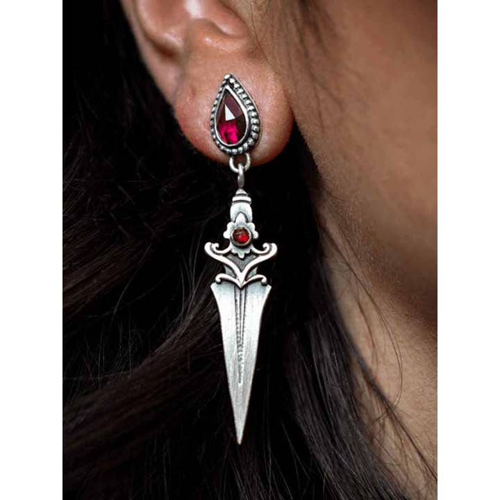 Silver Personalized Dagger Tassel Earrings for wholesale on Faire1