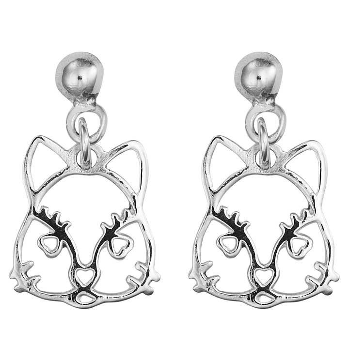 ORECCHINI IN ARGENTO STERLING CON FACCIA DI GATTO per la vendita all'ingrosso da parte di Benjamin International