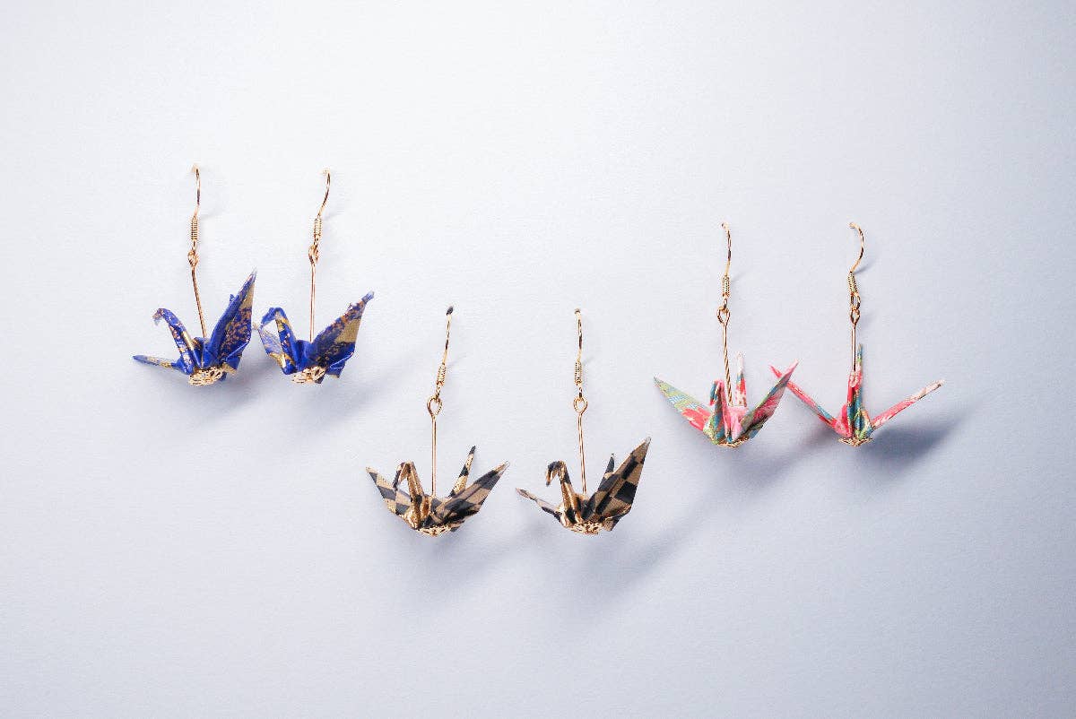 Kamyi.Art Origami Designs - Wholesale Dangle Earrings - Crane Earrings in Gold1