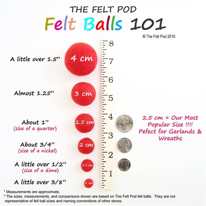 The Felt Pod - Wholesale Craft Supplies - Felt 2.5 CM Dots Swirls Pack of 10 Balls - Red4