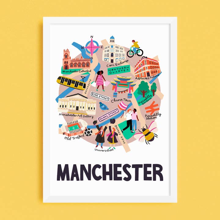 Manchester Map Print for wholesale by Lauren Radley