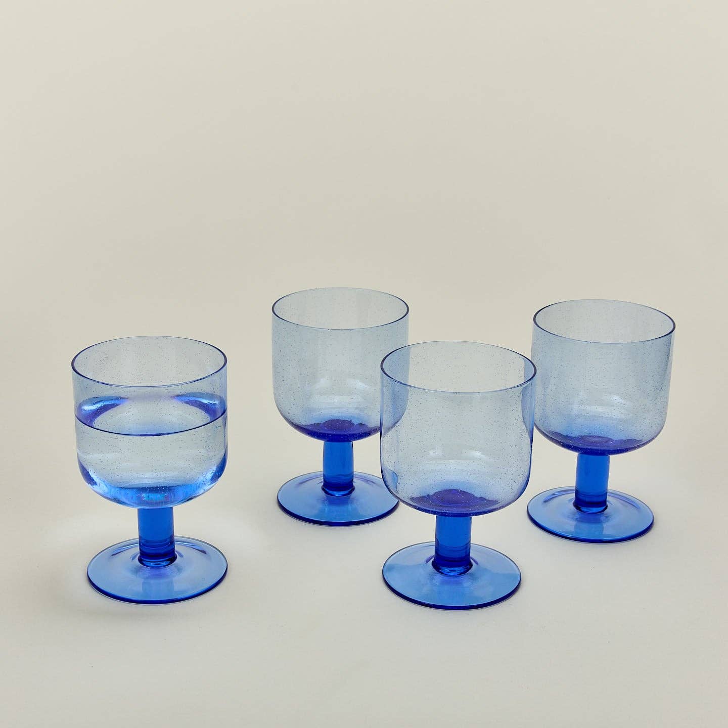 Hawkins New York - Wholesale Drinking Glass/Cup - SIMPLE SEEDED GLASSWARE - STEMMED - SET OF 4, BLUE4