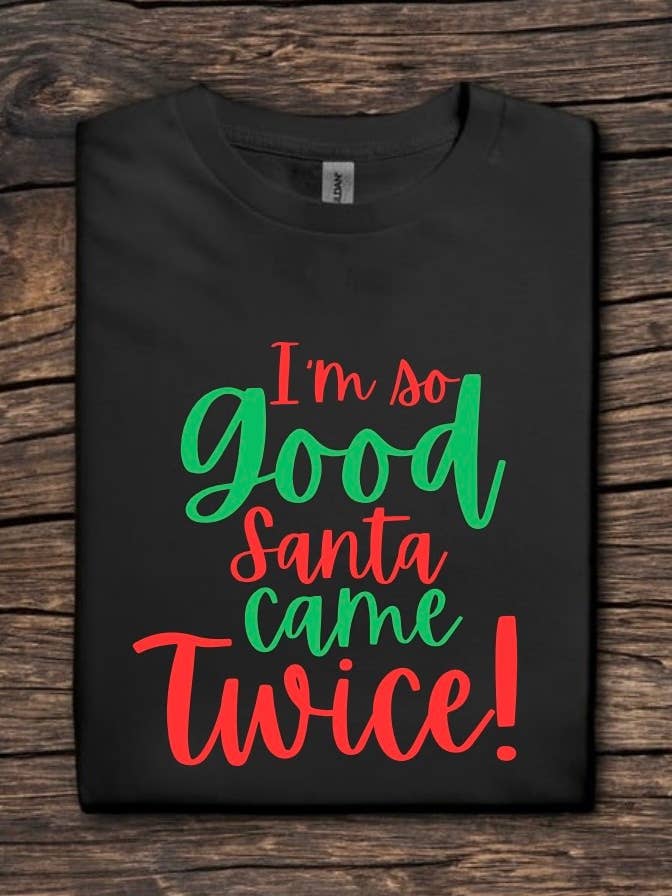 Camiseta Gráfica de Navidad Santa Vino Dos Veces | Camiseta Divertida para venta al por mayor de Cosmic