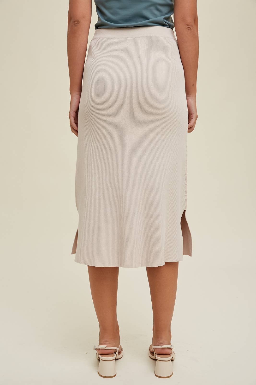 Wishlist Apparel - Wholesale Skirt - Women's - RIBBED SWEATER MIDI SKIRT WITH SIDE SLITS / WL23-81872
