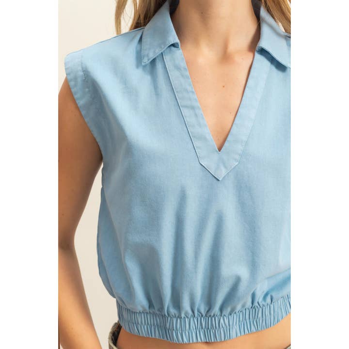 HYFVE - Wholesale Shirt - Women's - DZ25A792-Collared Sleeveless Fitted Waist Top