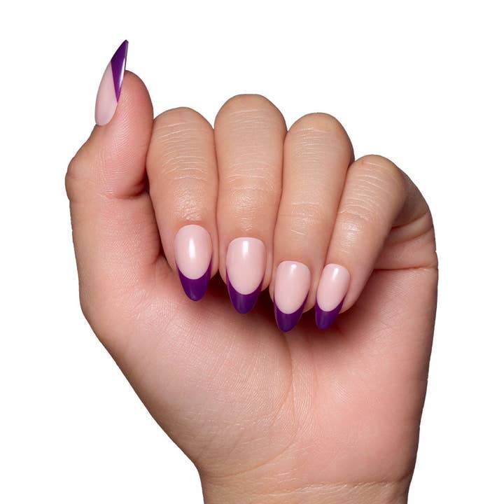 Glamnetic - Wholesale Press-On/Fake Nails - Plum Press-On Nails | Purple French Tip | Short Almond
