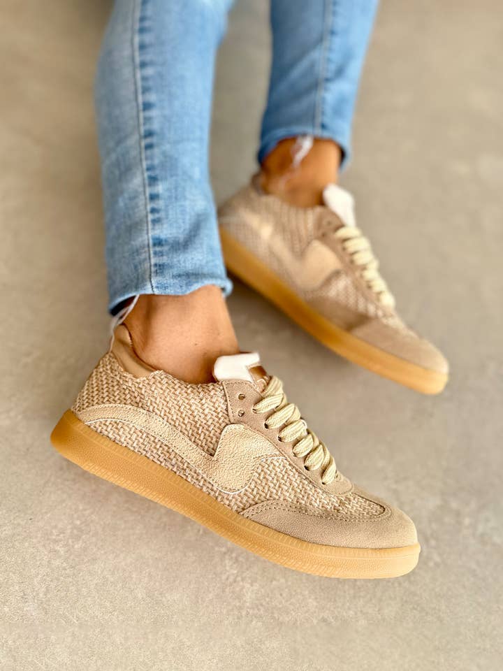 PMK SHOES - Wholesale Lifestyle Sneakers - Women's - Kova vegan rafia camel0