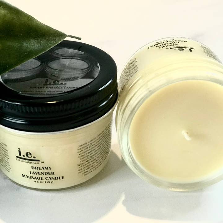 Bougie de massage rêveuse de 4 oz pour la vente par I.E. Spa Indulgences