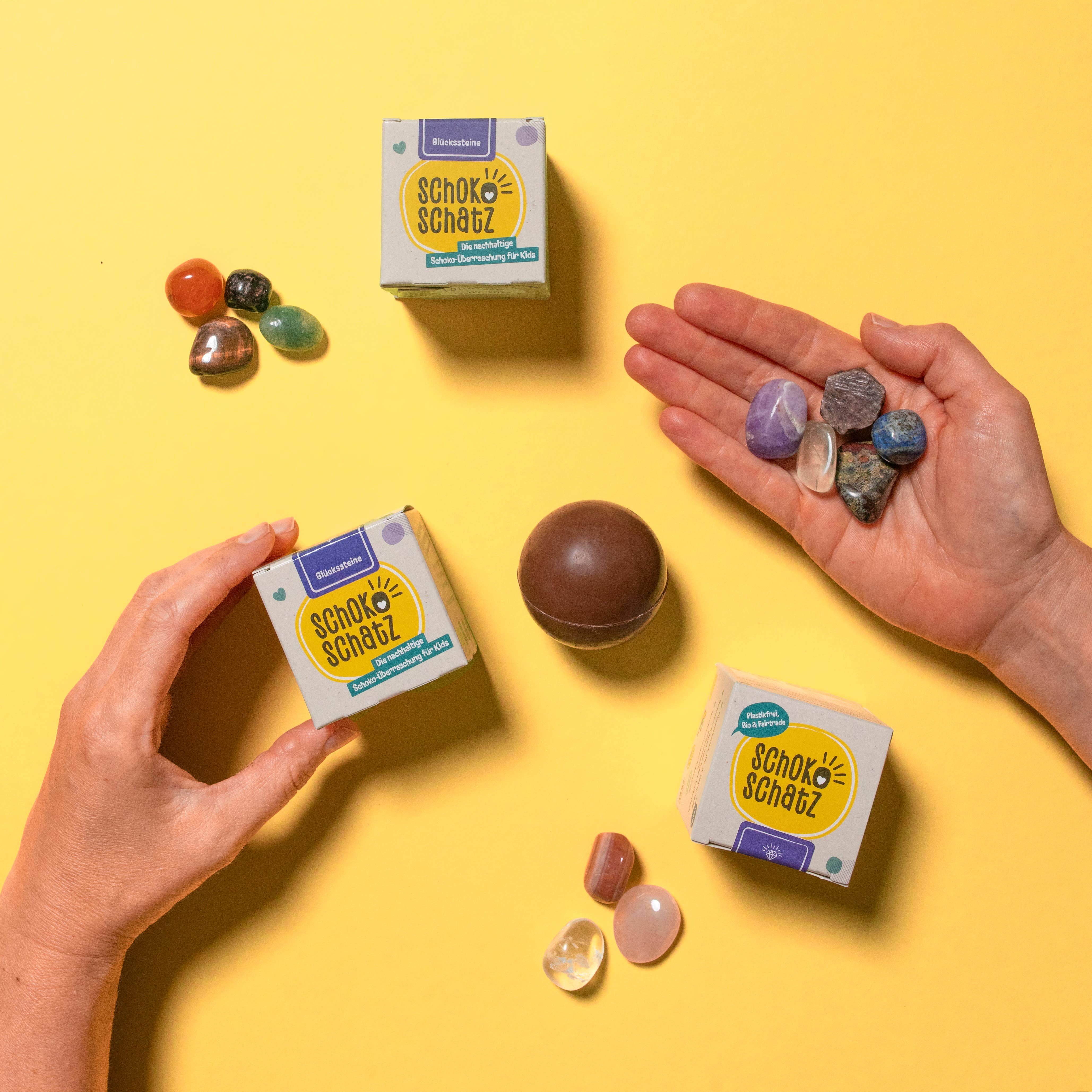 SchokoSchatz e.K. – wholesale Choklad – Chokladkula med överraskning "Lyckostenar" för påsk2