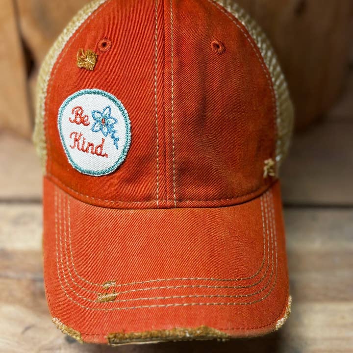 Be Kind Distressed Trucker Hat for wholesale by The Goat Stock