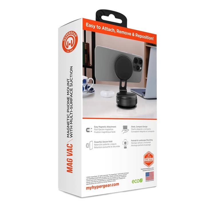 JupiterGear Home - Wholesale Phone/Tablet Stand - HyperGear Mag Vac Magnetic Phone Mount w Vacuum Suction Cup6