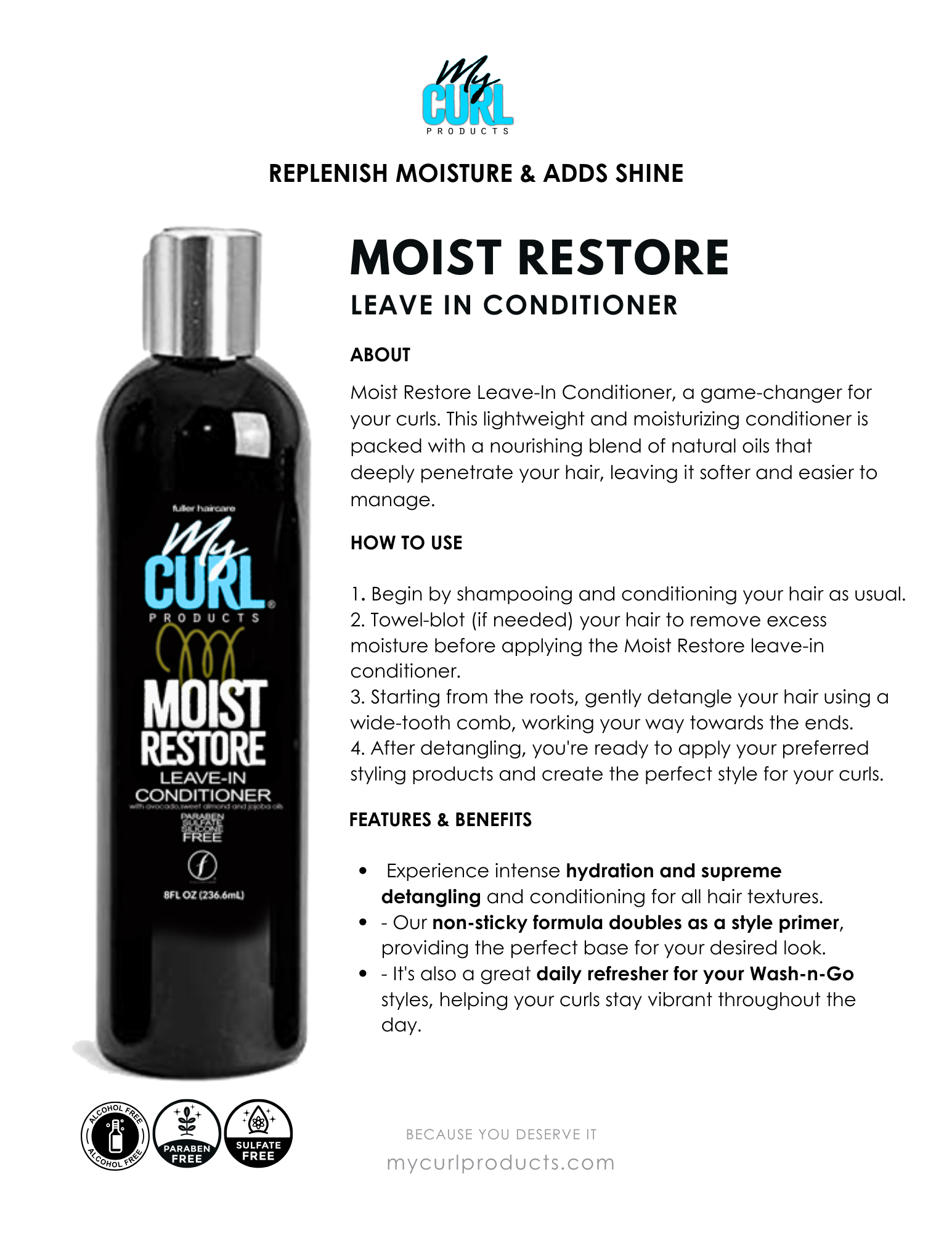 My Curl products - Venta al por mayor Acondicionadores sin aclarado - ACONDICIONADOR SIN ENJUAGUE MOIST RESTORE 160Z GRANDE1