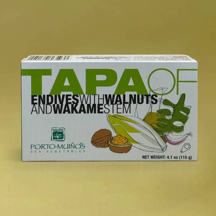 Tapa de Porto-Muiños d'endives aux noix et tige de wakame pour la vente par Lata
