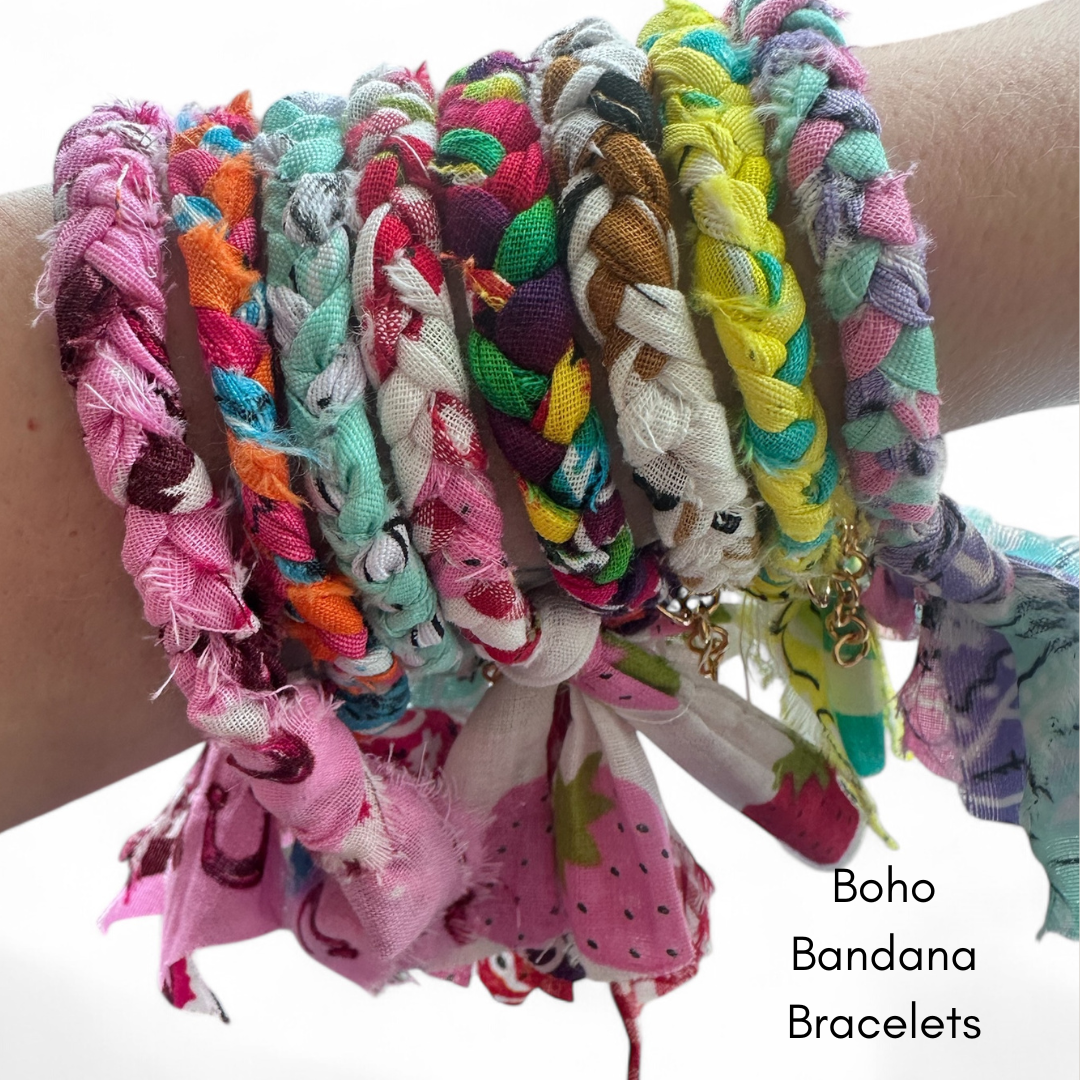 Karma Cat Jewelry Co. - Wholesale Woven/Braided Bracelet - Boho Bandana Bracelet - Neutral1