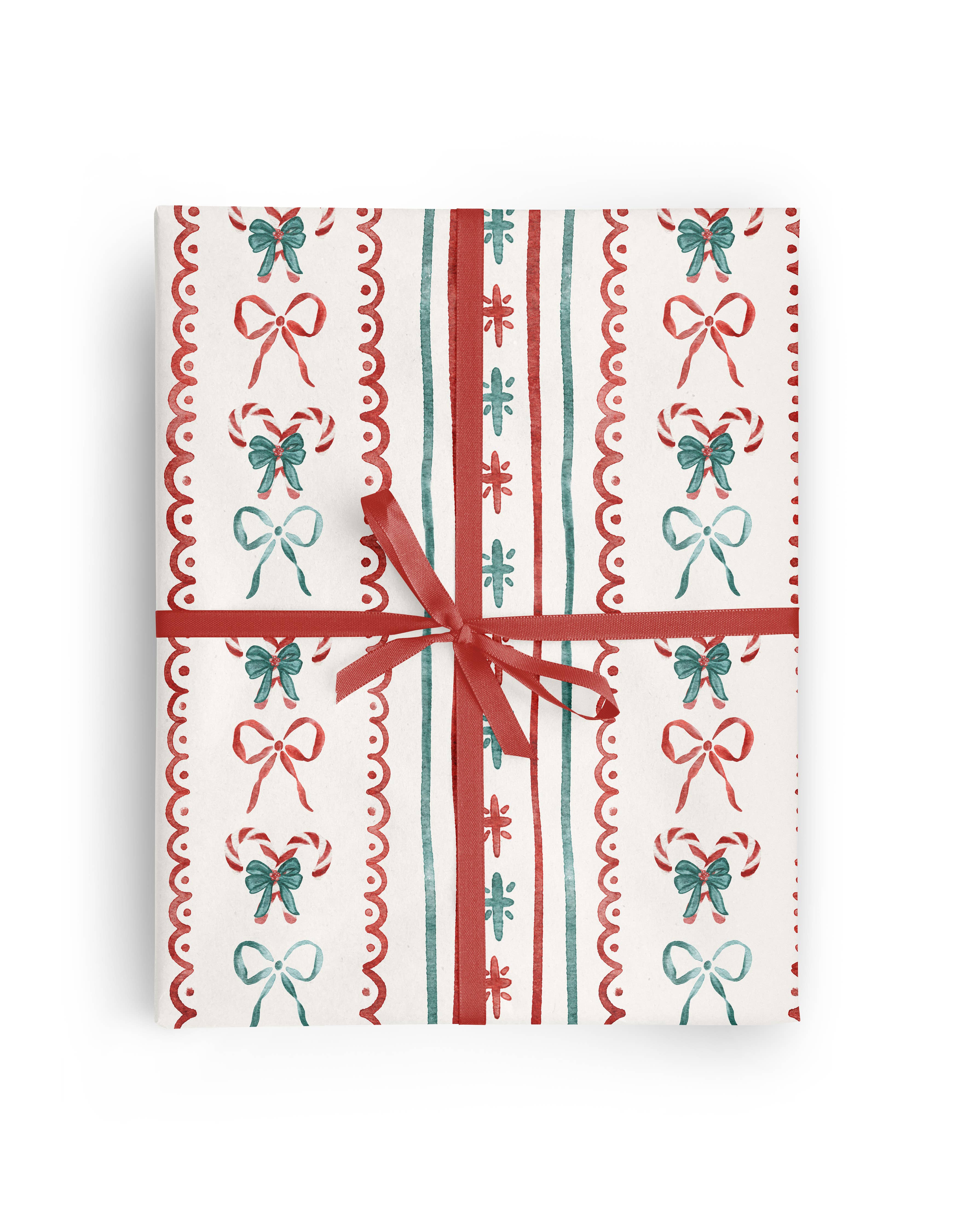 Vivie and Ash - Wholesale Wrapping Paper Roll -  Christmas Candy Cane Stripe Bow Wrapping Paper 1