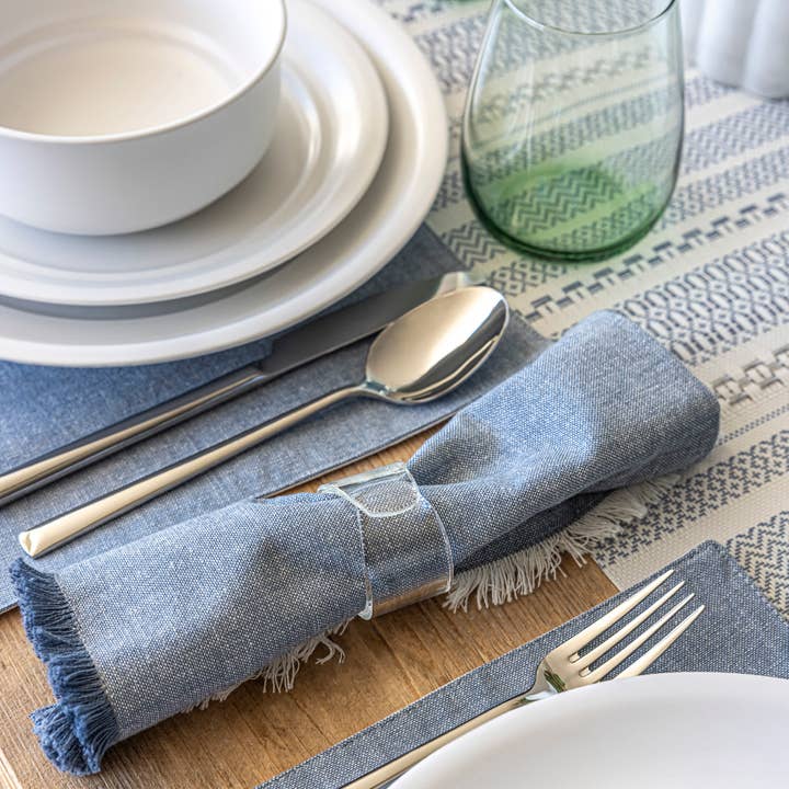 Clear Over&back Set of 4 Wide Hand-Shaped Glass Napkin Rings for wholesale on Faire