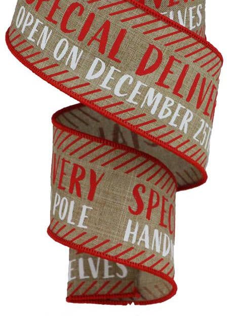 2.5"X10YD SPECIAL DELIVERY ON ROYAL - LT BEIGE/RED - RGA138701 for wholesale by General Wholesale Inc