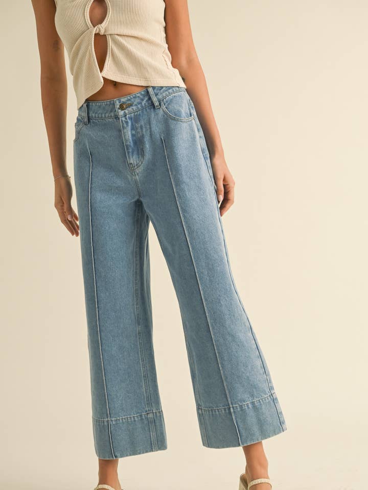 P4564 WIDE HEM DENIM PANTS for wholesale on Faire