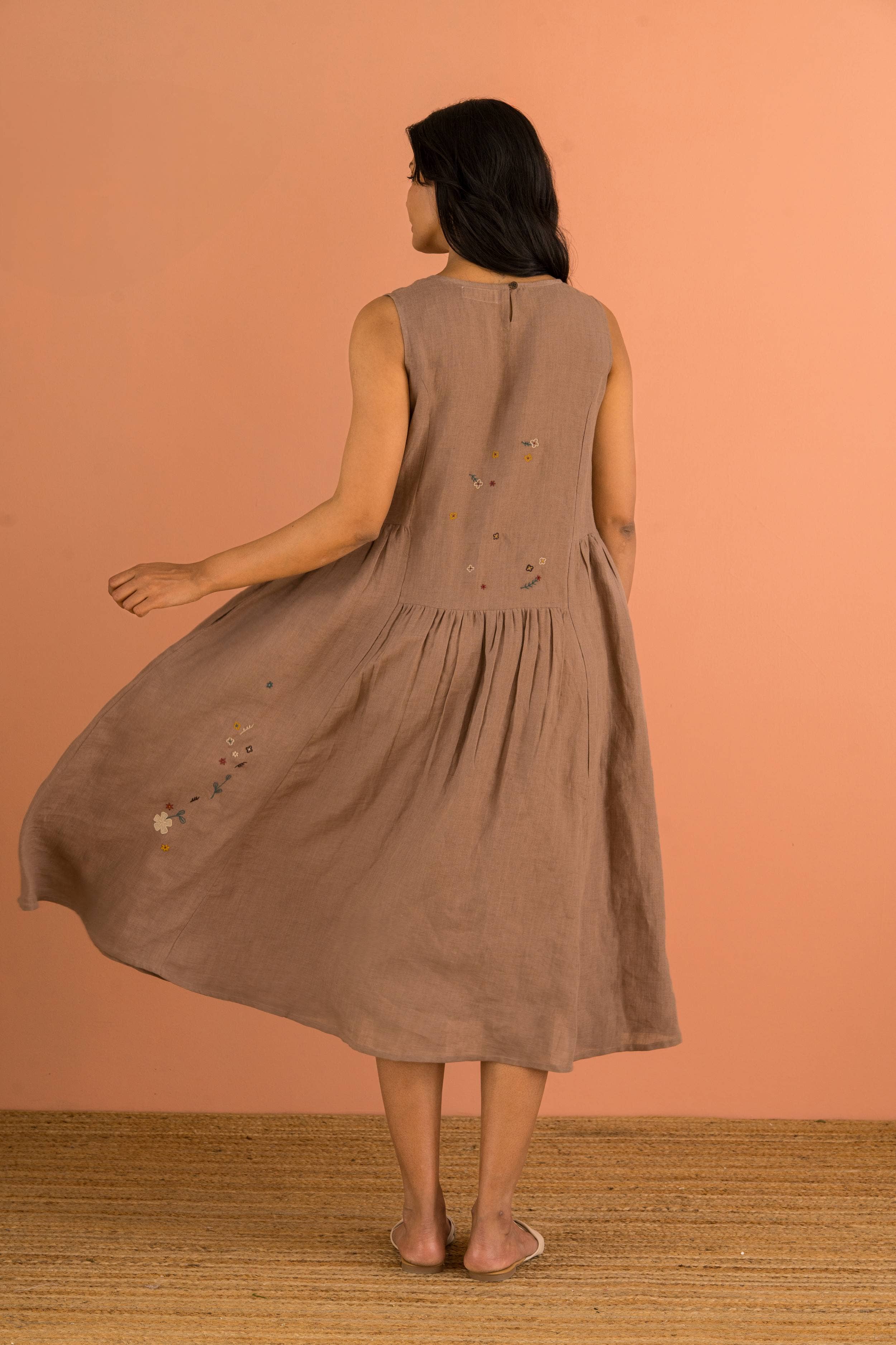 Muted Mocha Linen Erica Dress for wholesale on Faire4