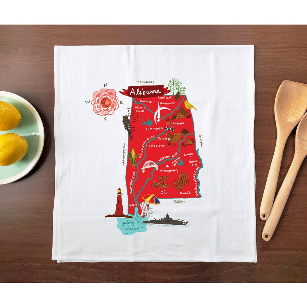 Allport Editions – Engroshandel Viskestykke – Hej USA håndklædeserie - ALLE 50 STATER HER!0