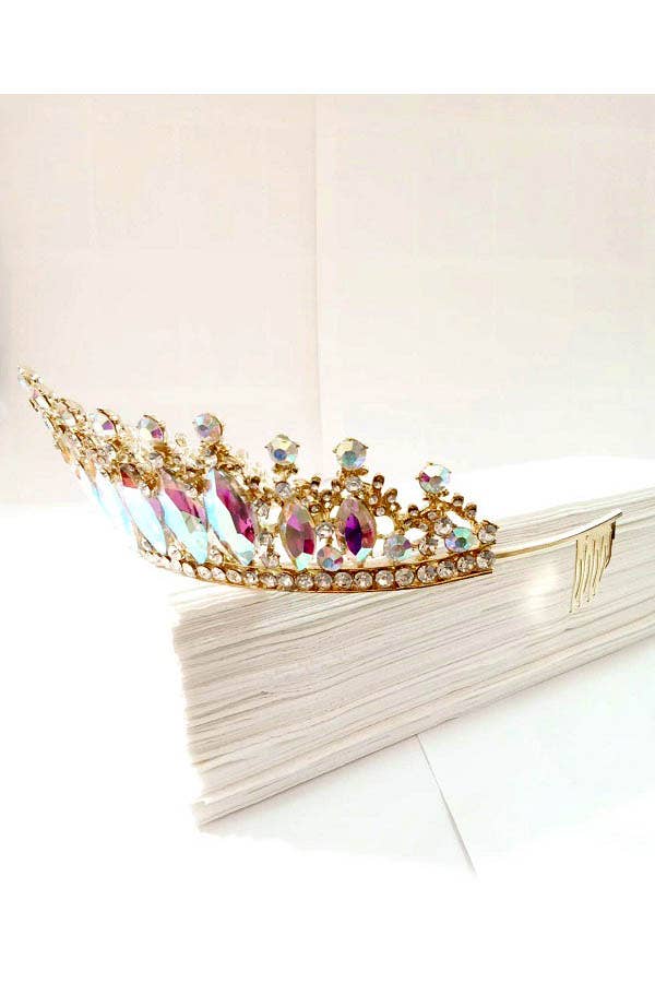 Chicas - Wholesale Tiara - Women's - One Size Fits All Metal Tiara With Jewels HT912-14